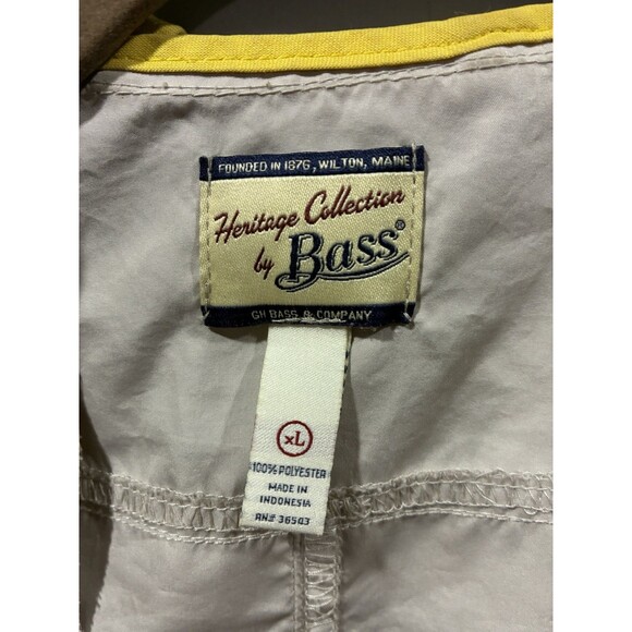 Bass Heritage XL Hooded Utility Jacket Beige Anorak Parka Roll Tab Pockets Zip - Picture 6 of 6